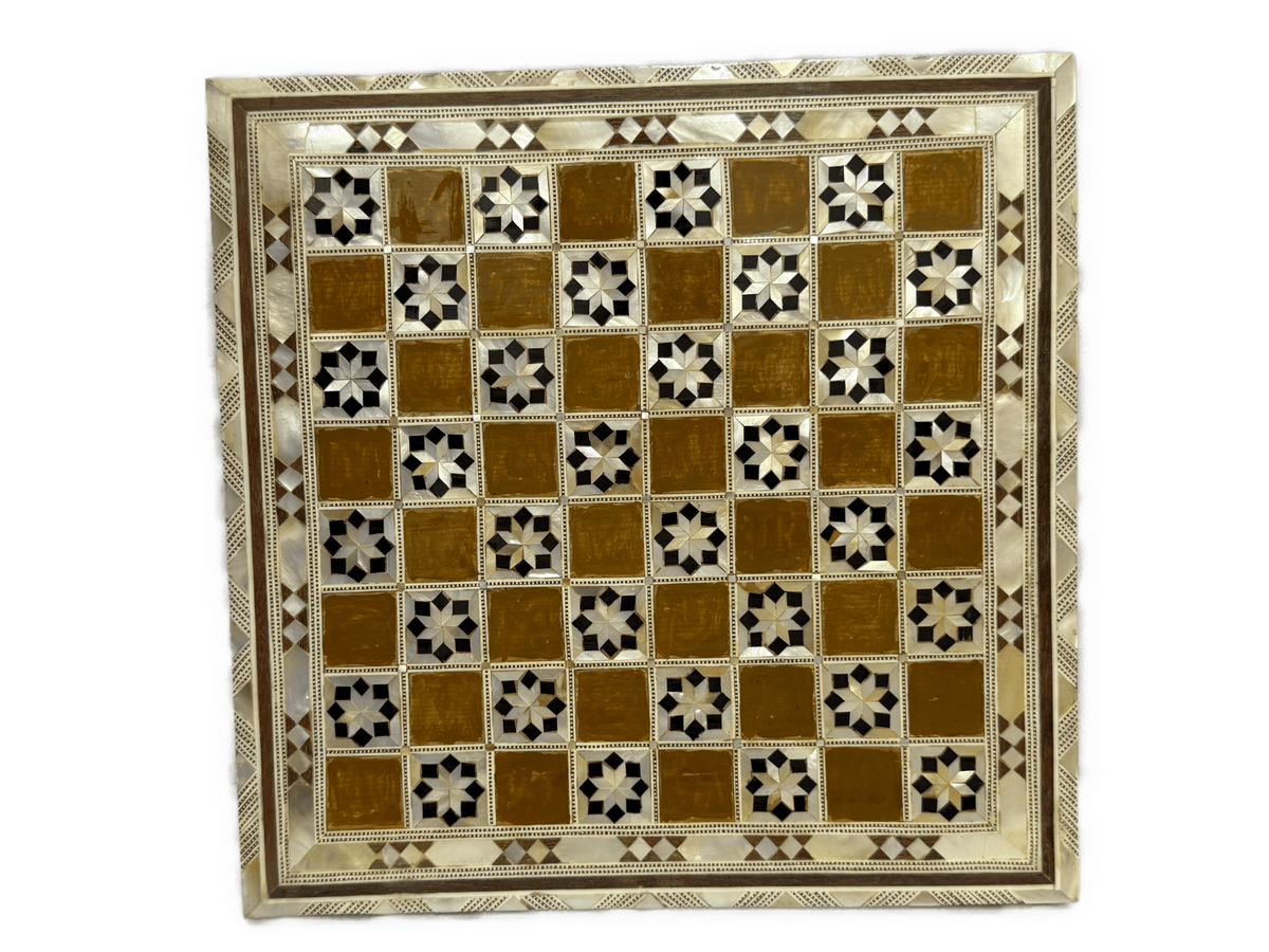 Handmade Wooden Chess Board with Mother of Pearl Inlay - Laila Hand Made Gifts