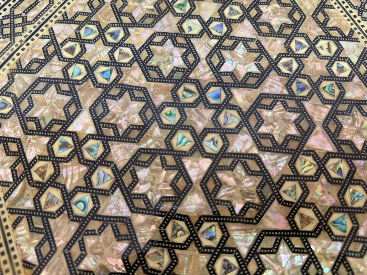 Handcrafted Inlay Side Table – Egyptian Arabesque Woodwork - Laila Hand Made Gifts