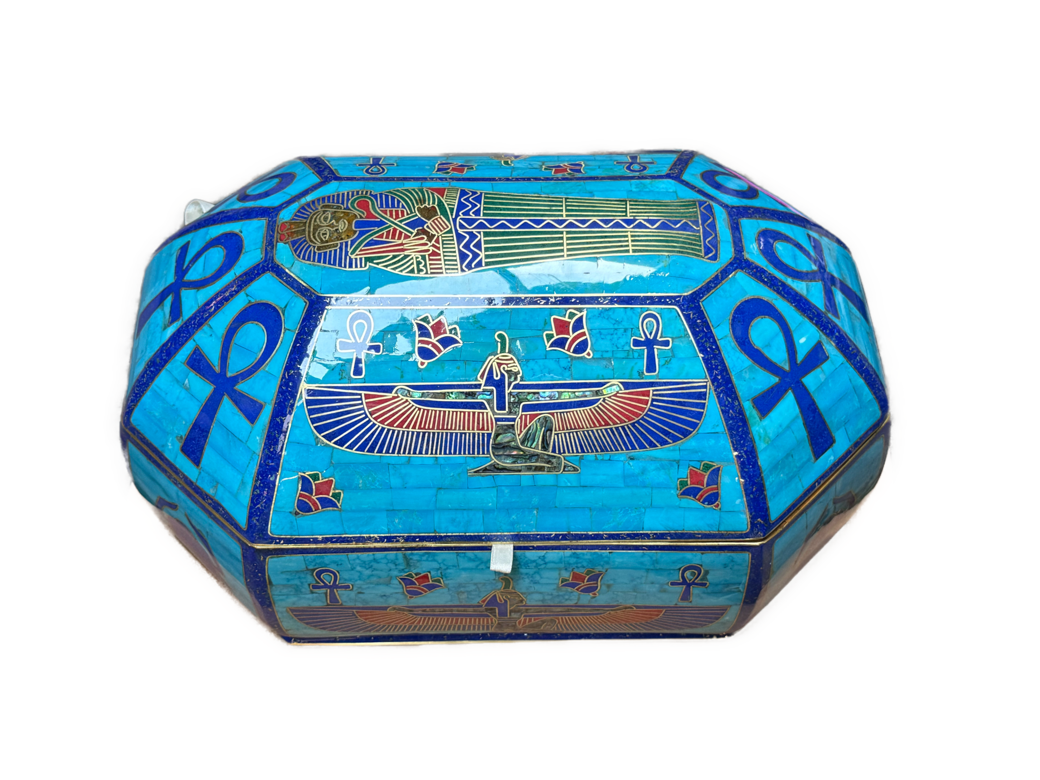 Handmade Egyptian Pharaonic Wooden Jewelry Box with Copper & Gemstone Inlay (Copy) (Copy) - Laila Hand Made Gifts