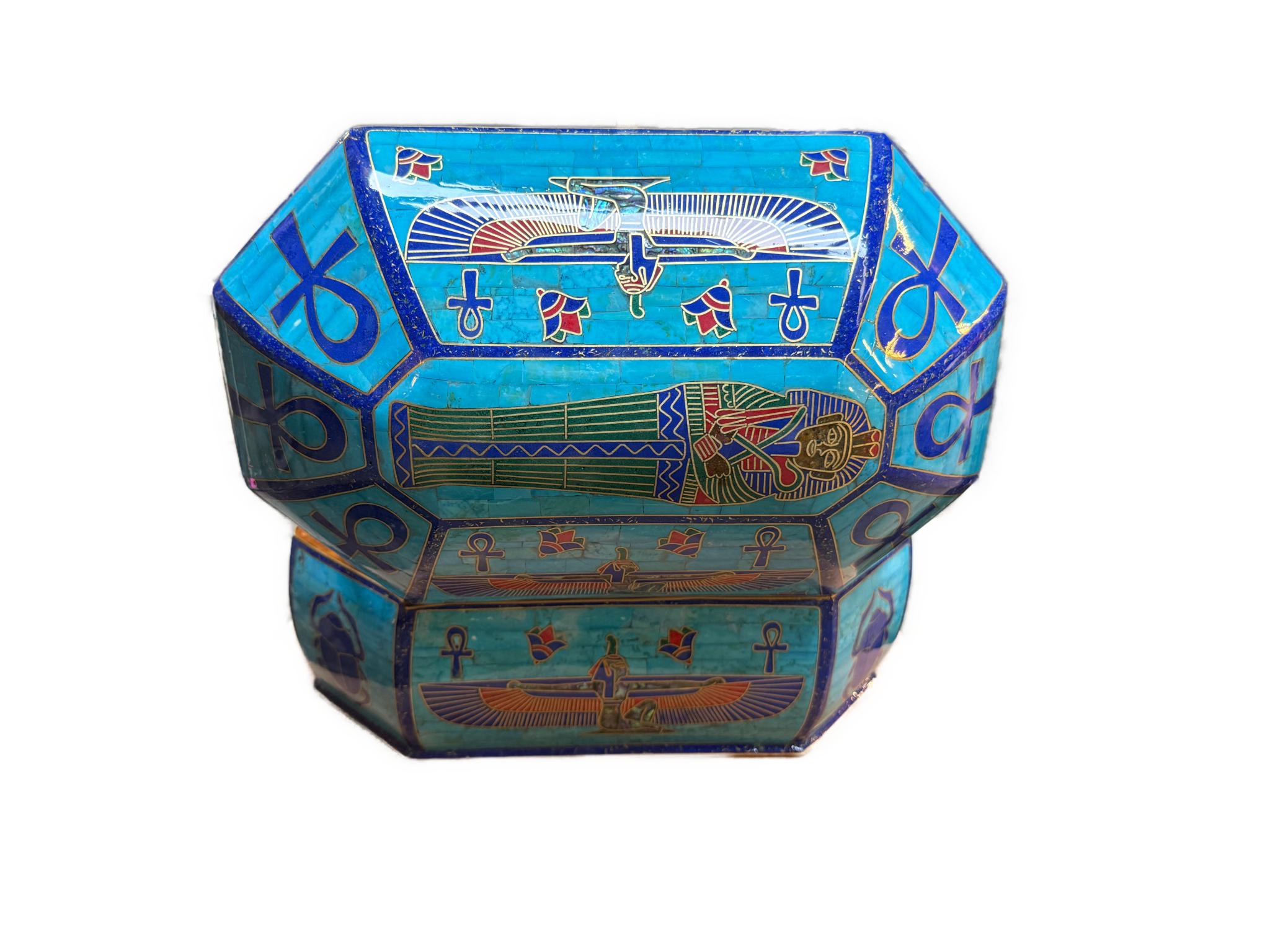 Handmade Egyptian Pharaonic Wooden Jewelry Box with Copper & Gemstone Inlay (Copy) (Copy) - Laila Hand Made Gifts