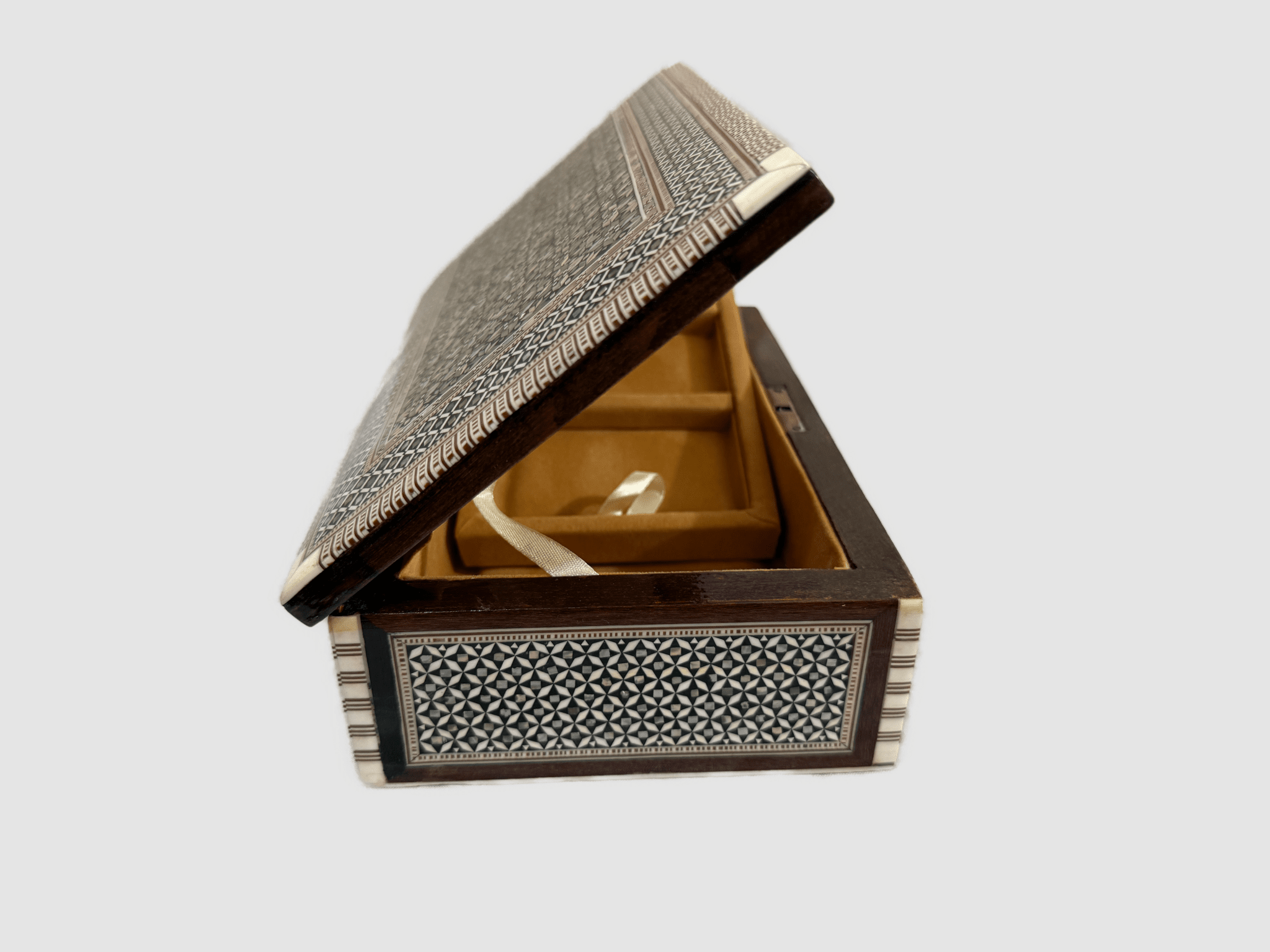 Handmade Wooden Jewelry Box with Mother of Pearl Inlay – Egyptian Craft Storage Box - Laila Hand Made Gifts