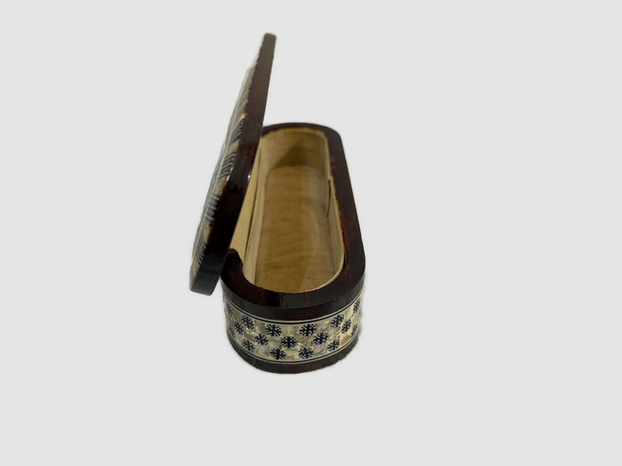 Handmade Mother of Pearl Inlay Wooden Jewelry Box – Oval Trinket Storage – Egyptian Craft - Laila Hand Made Gifts