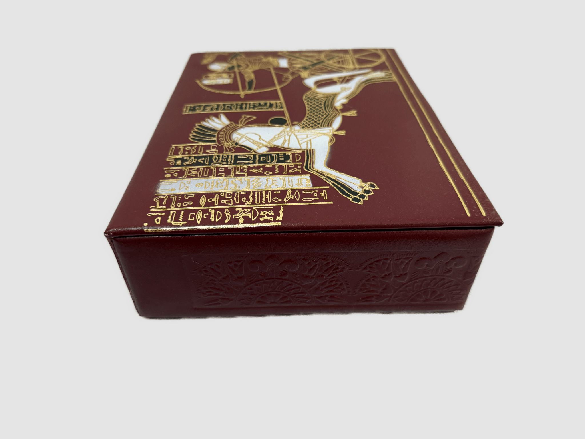 Handmade Genuine Leather Jewelry Box – Gold Embossed Pharaoh Design, Luxury Trinket Storage Box - Laila Hand Made Gifts
