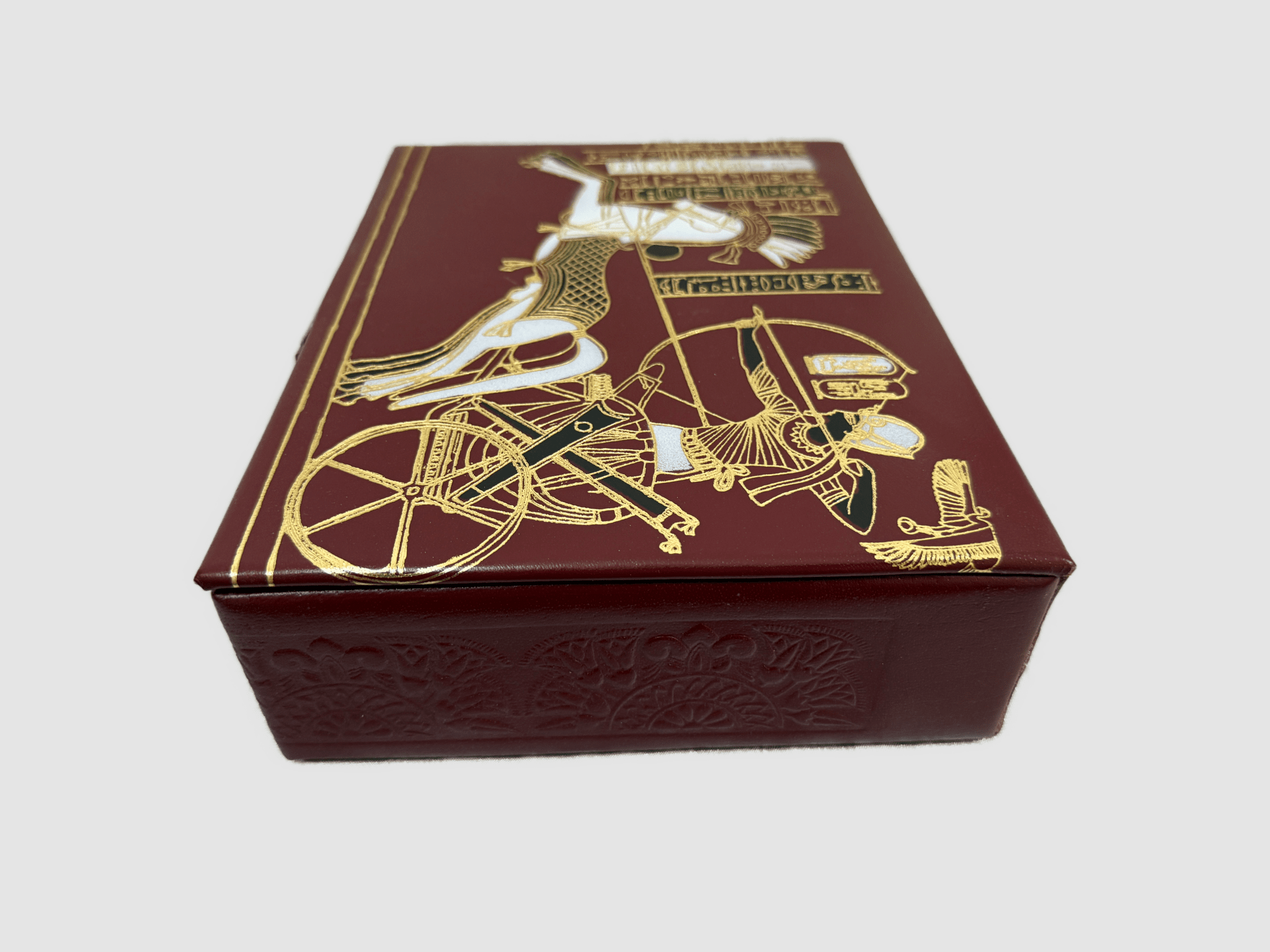 Handmade Genuine Leather Jewelry Box – Gold Embossed Pharaoh Design, Luxury Trinket Storage Box - Laila Hand Made Gifts