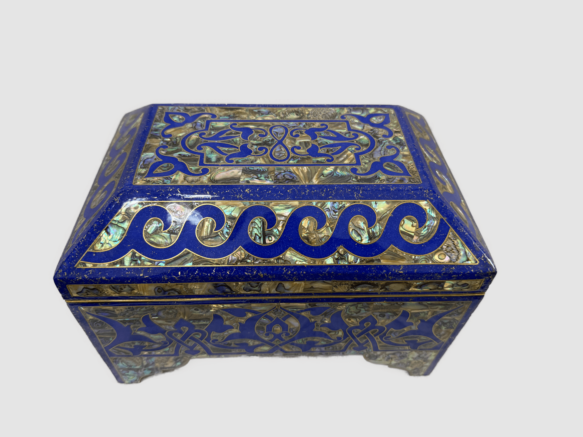 Handmade Lapis & Mother of Pearl Jewelry Box - Trinket Box from Egypt - Laila Hand Made Gifts