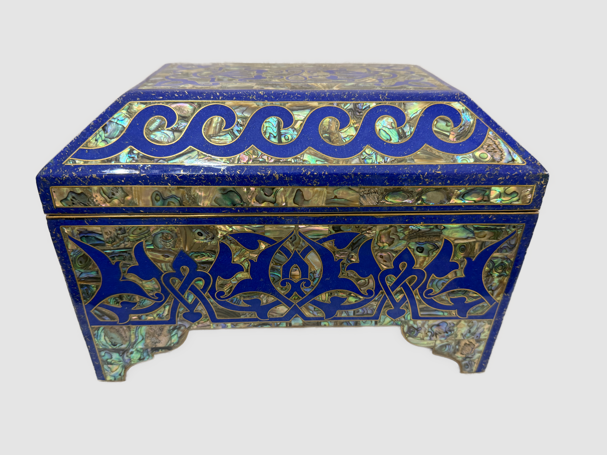 Handmade Lapis & Mother of Pearl Jewelry Box - Trinket Box from Egypt - Laila Hand Made Gifts