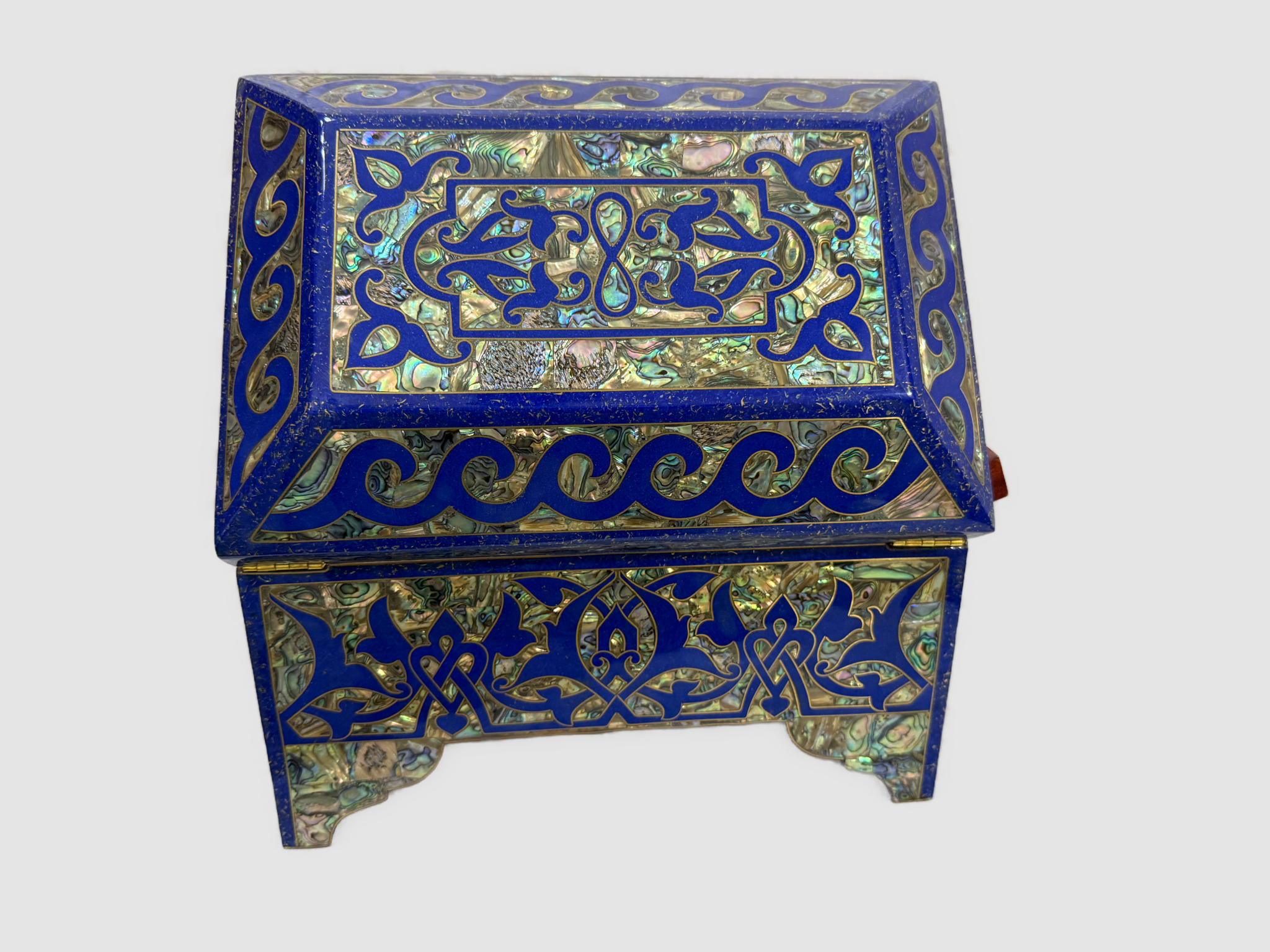 Handmade Lapis & Mother of Pearl Jewelry Box - Trinket Box from Egypt - Laila Hand Made Gifts