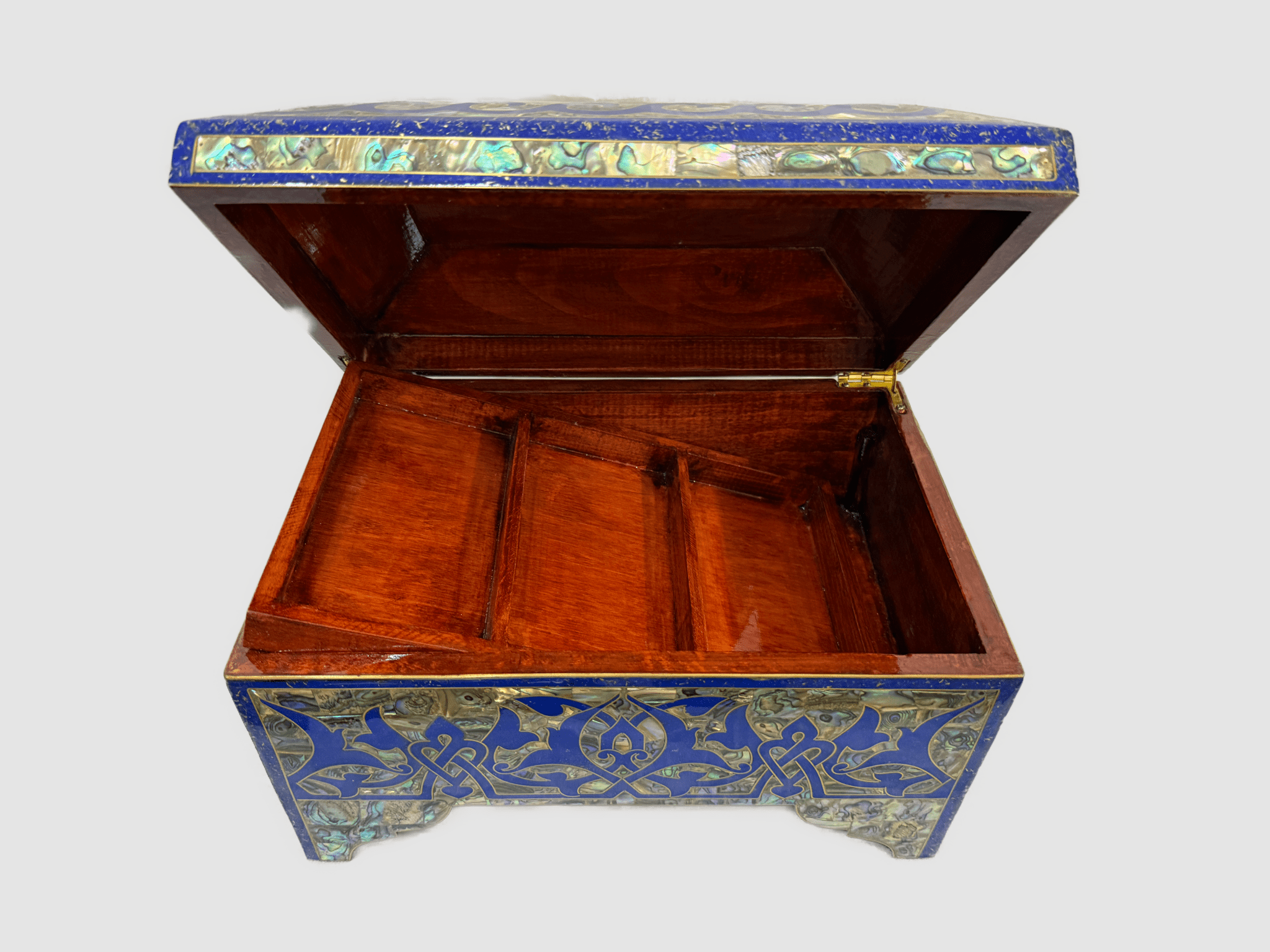 Handmade Lapis & Mother of Pearl Jewelry Box - Trinket Box from Egypt - Laila Hand Made Gifts