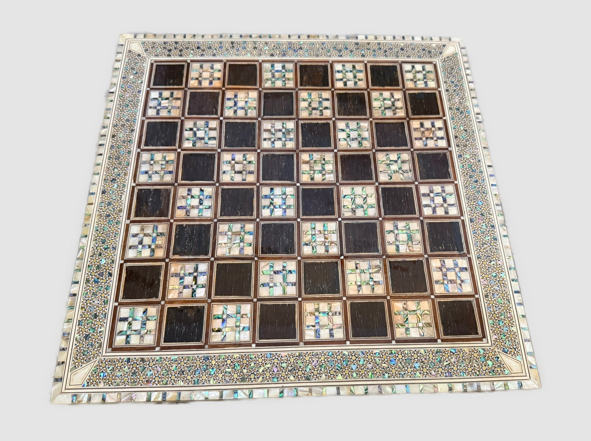Handmade Arabic Folding Chess Table – Solid Wood & Mother of Pearl Inlay - Laila Hand Made Gifts