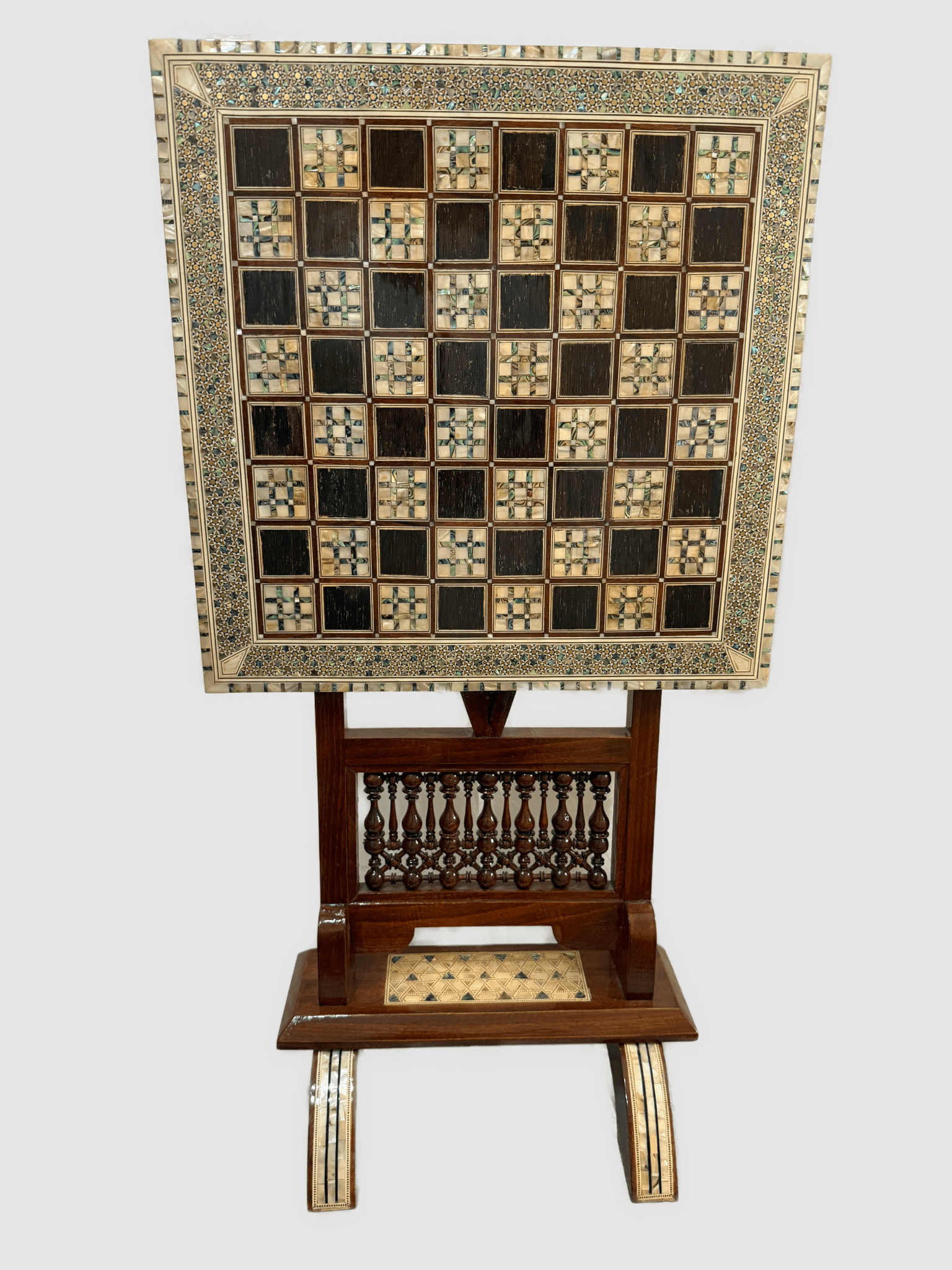 Handmade Arabic Folding Chess Table – Solid Wood & Mother of Pearl Inlay - Laila Hand Made Gifts