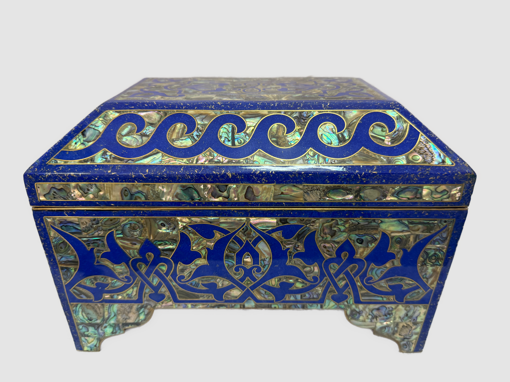 Handmade Lapis & Mother of Pearl Jewelry Box - Trinket Box from Egypt - Laila Hand Made Gifts