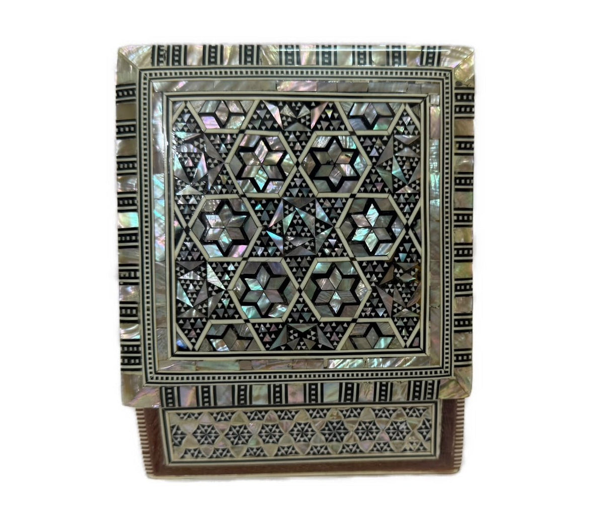 Handmade Mahogany Jewelry Box – Natural Shell Inlay - Laila Hand Made Gifts