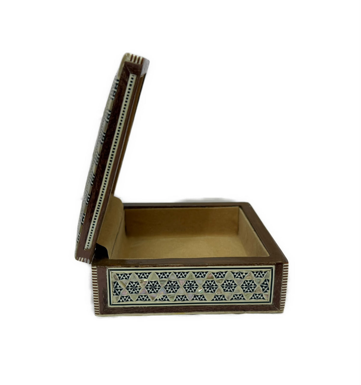 Handmade Mahogany Jewelry Box – Natural Shell Inlay - Laila Hand Made Gifts