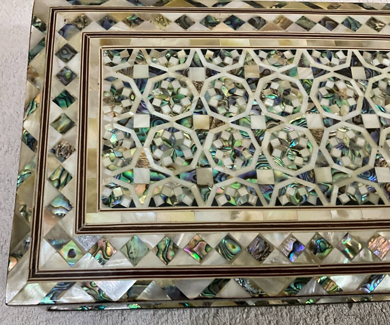 Handmade Wooden Jewelry Box Wood Trinket Storage Wood Box Mother of Pearl Inlay