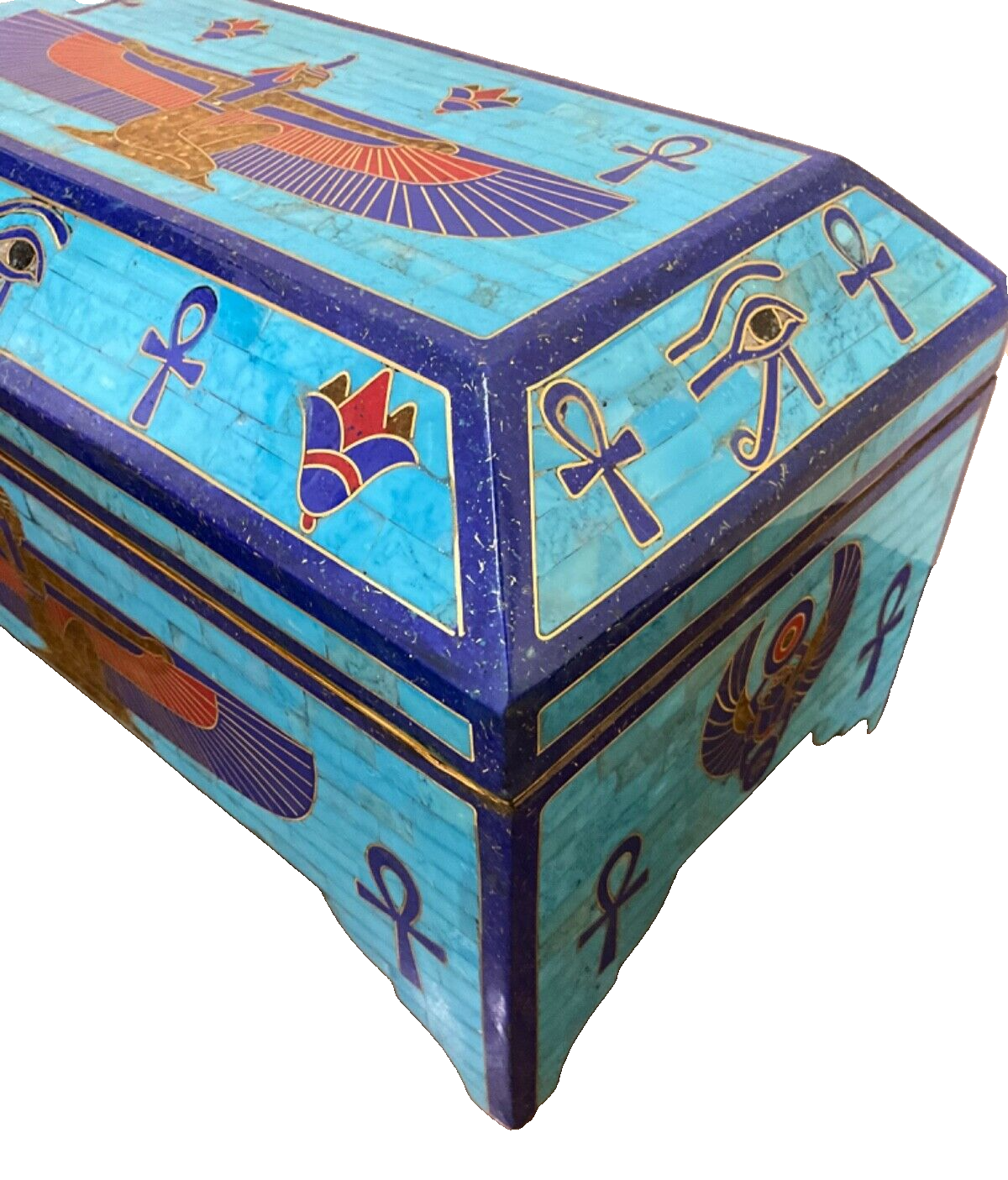 Handmade Antique, Wooden Jewelry Box, Gift Box, Wood Box, Lapis, Turquoise Inlay