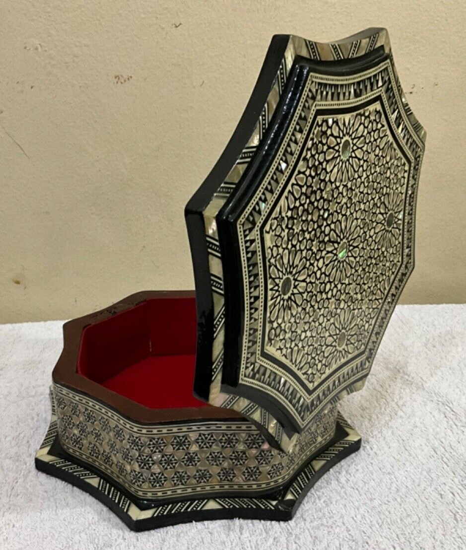 Handmade Wooden Jewelry Box Wood Trinket Storage Wood Box Mother of Pearl Inlay