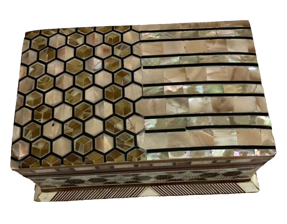 Handmade Wooden Jewelry Box Wood Trinket Storage Wood Box Mother of Pearl Inlay