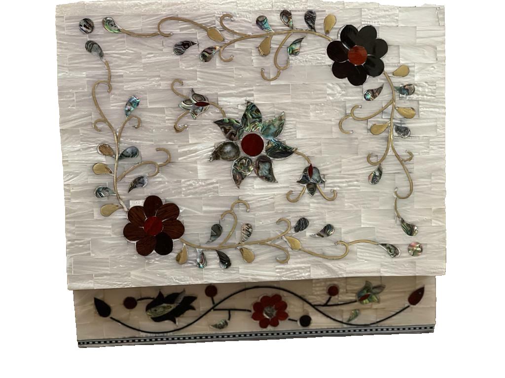 Handmade Wooden Jewelry Box Wood Trinket Storage Wood Box Mother of Pearl Inlay