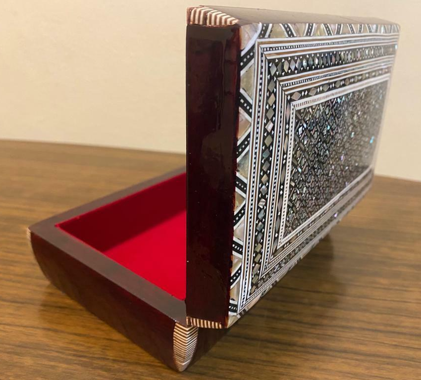 Handmade Wooden Jewelry Box Wood Trinket Storage Wood Box Mother of Pearl Inlay