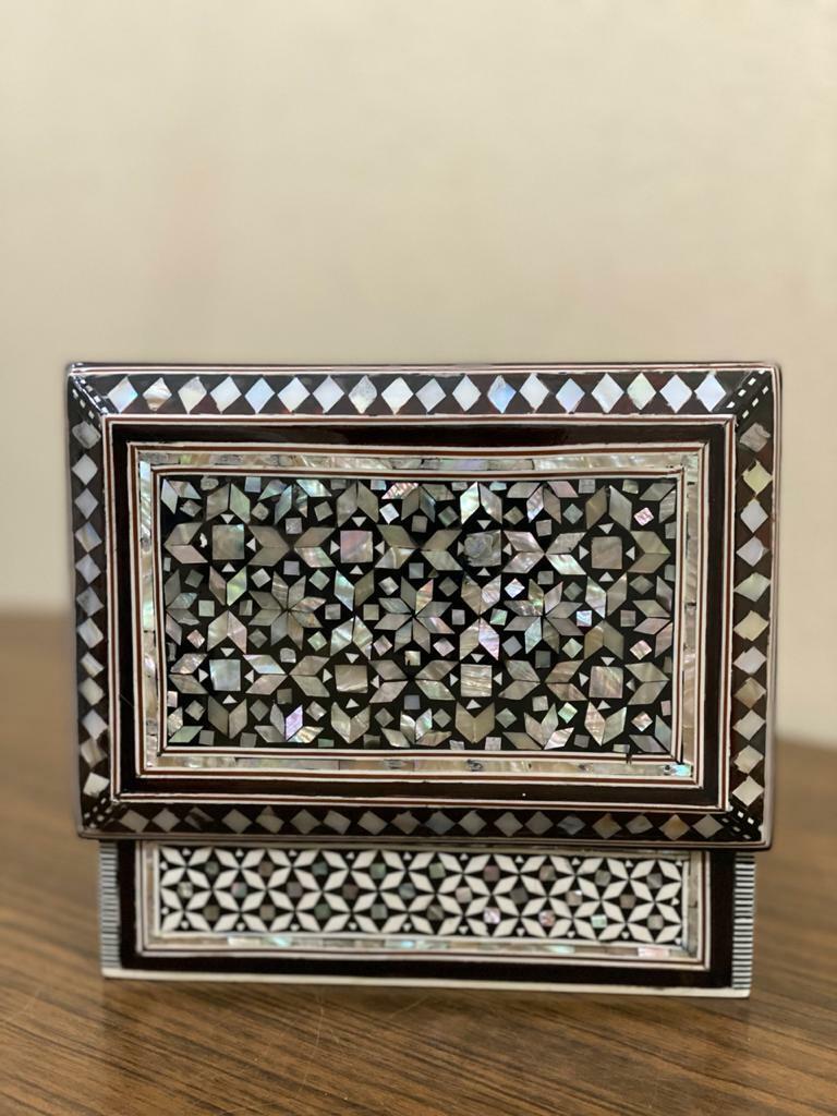 Handmade Wooden Jewelry Box Wood Trinket Storage Wood Box Mother of Pearl Inlay