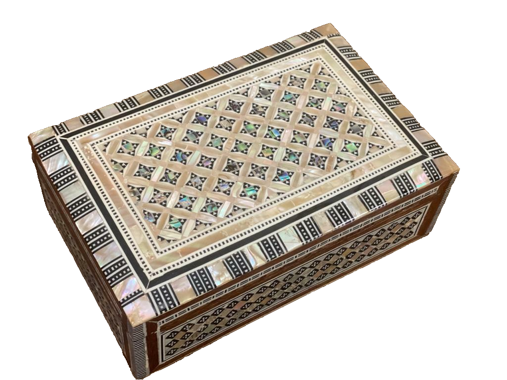 Handmade Wooden Jewelry Box Wood Trinket Storage Wood Box Mother of Pearl Inlay