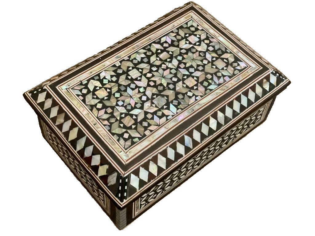 Handmade Wooden Jewelry Box Wood Trinket Storage Wood Box Mother of Pearl Inlay