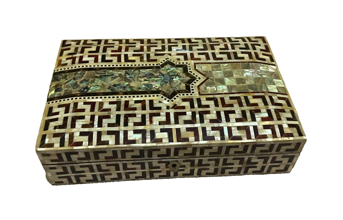 Handmade Wooden Jewelry Box Wood Trinket Storage Wood Box Mother of Pearl Inlay