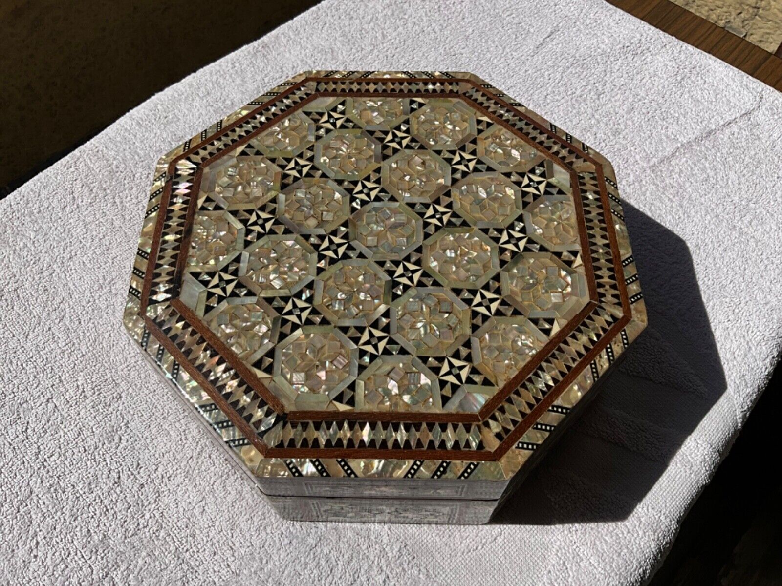 Handmade Wooden Jewelry Box Wood Trinket Storage Wood Box Mother of Pearl Inlay