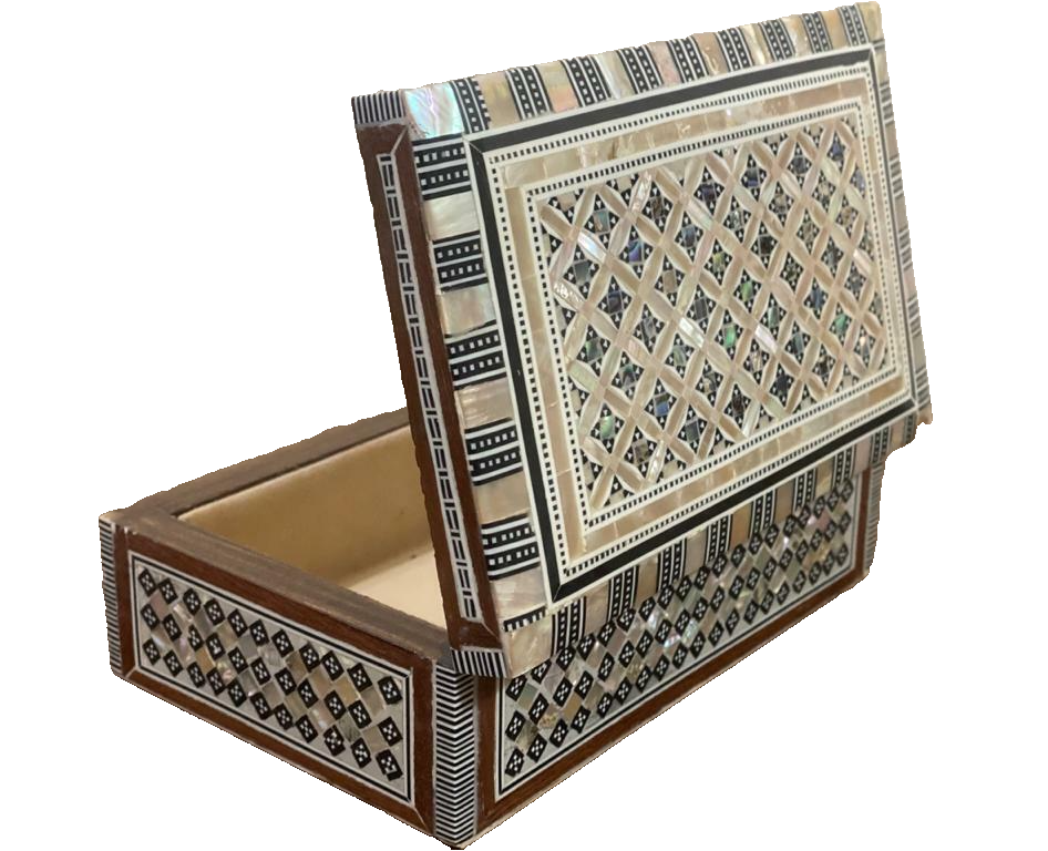 Handmade Wooden Jewelry Box Wood Trinket Storage Wood Box Mother of Pearl Inlay