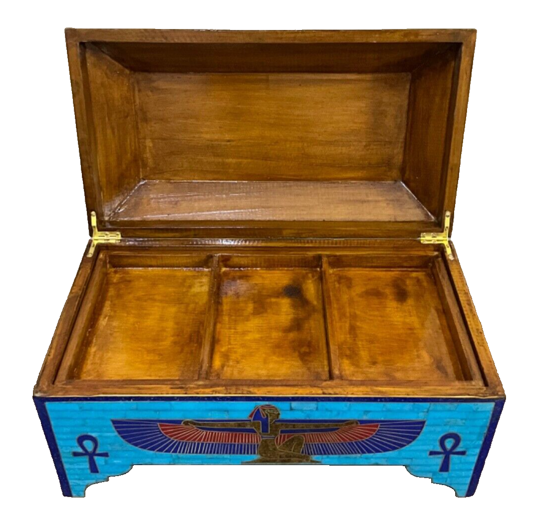 Handmade Antique, Wooden Jewelry Box, Gift Box, Wood Box, Lapis, Turquoise Inlay