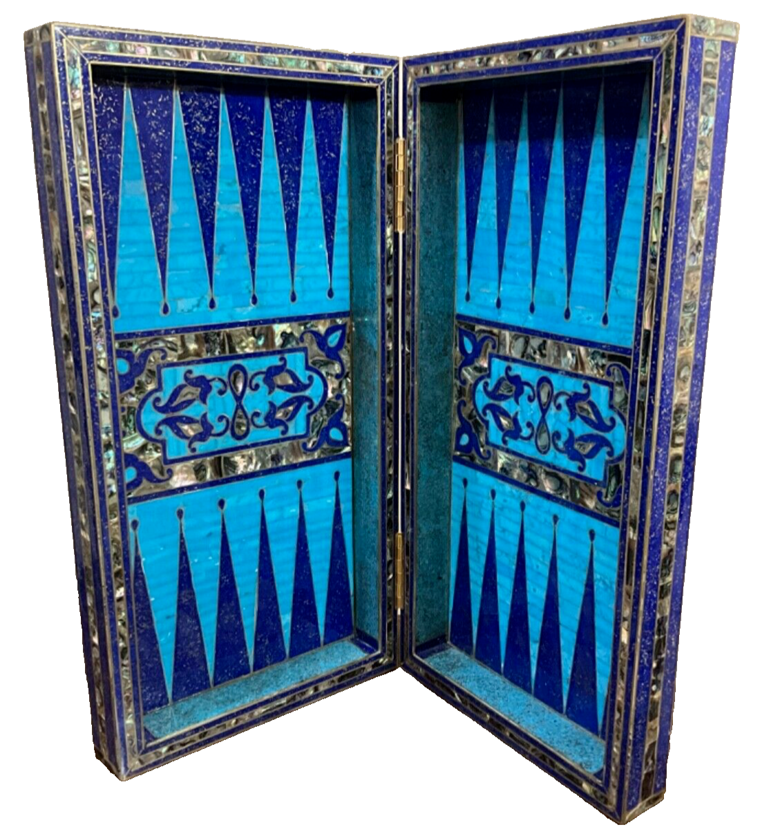 Handmade, Wooden Backgammon Board, Chess Board, Mother of Pearl, Gemstone Inlay