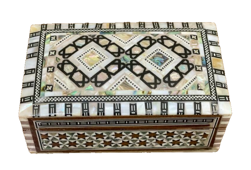 Handmade Wooden Jewelry Box Wood Trinket Storage Wood Box Mother of Pearl Inlay