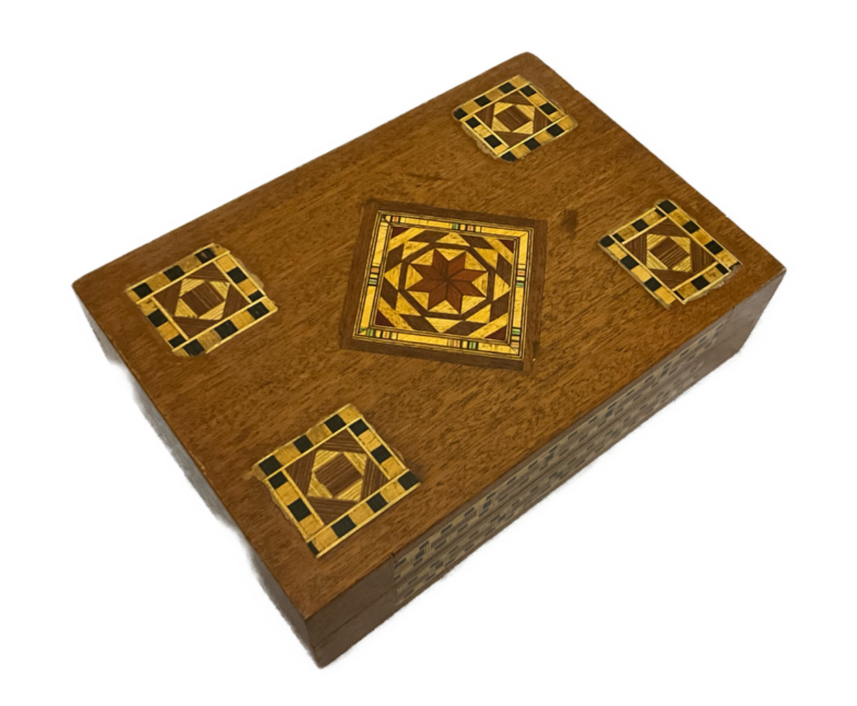 Handmade Wooden Jewelry Box Wood Trinket Storage Wood Box Marquetry Mosaic Inlay