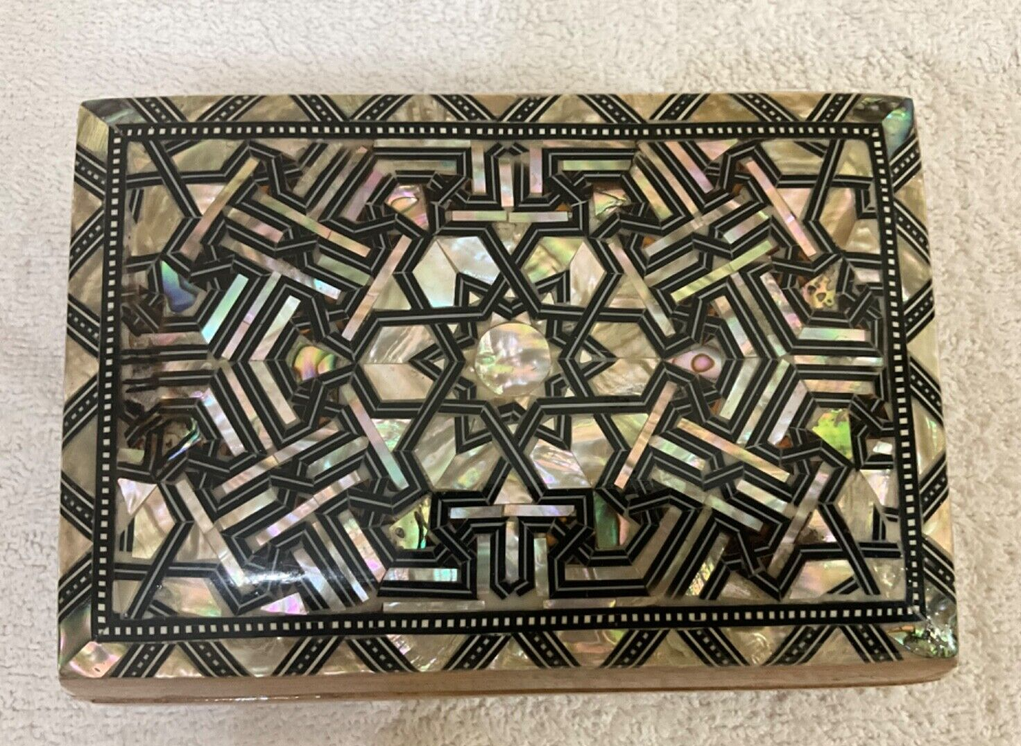 Handmade Wooden Jewelry Box Wood Trinket Storage Wood Box Mother of Pearl Inlay