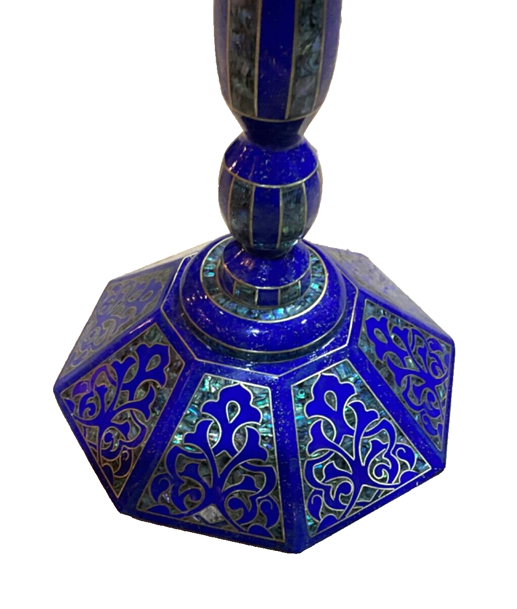 Handmade Wooden End Table Carving Wood Table Home Decor Mother of Pearl Inlay