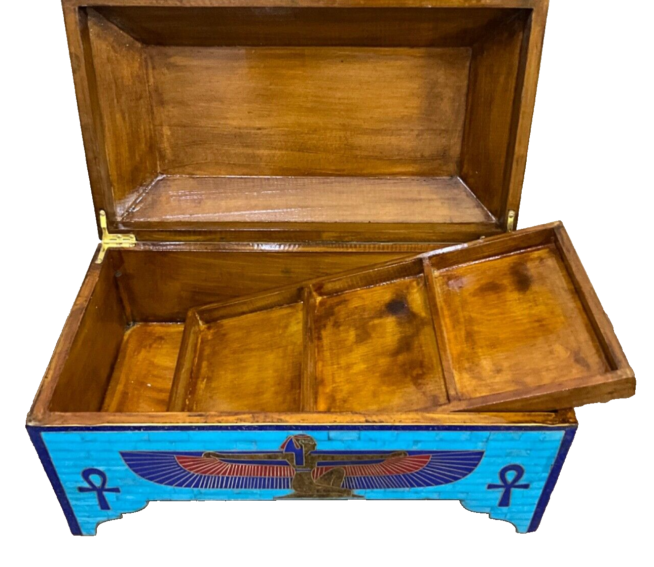 Handmade Antique, Wooden Jewelry Box, Gift Box, Wood Box, Lapis, Turquoise Inlay