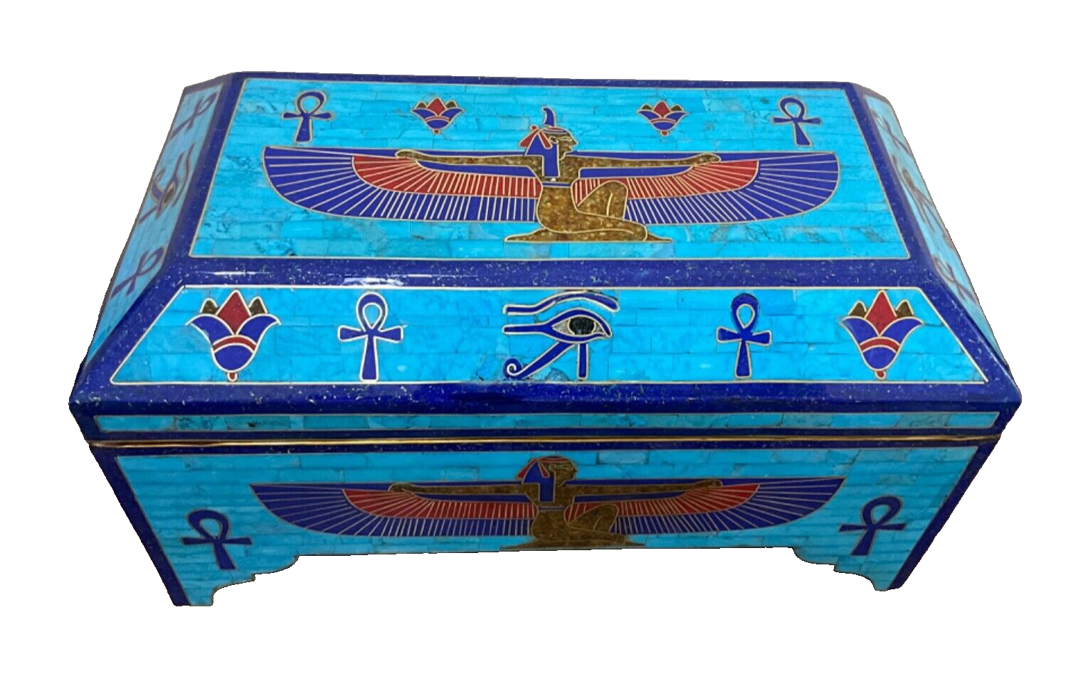Handmade Antique, Wooden Jewelry Box, Gift Box, Wood Box, Lapis, Turquoise Inlay