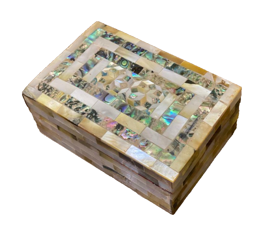 Handmade Wooden Jewelry Box Wood Trinket Storage Wood Box Mother of Pearl Inlay