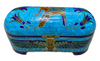 Handmade Antique Wood Jewelry Box, Gift Box, Wood Box, Inlaid Gemstones & Copper