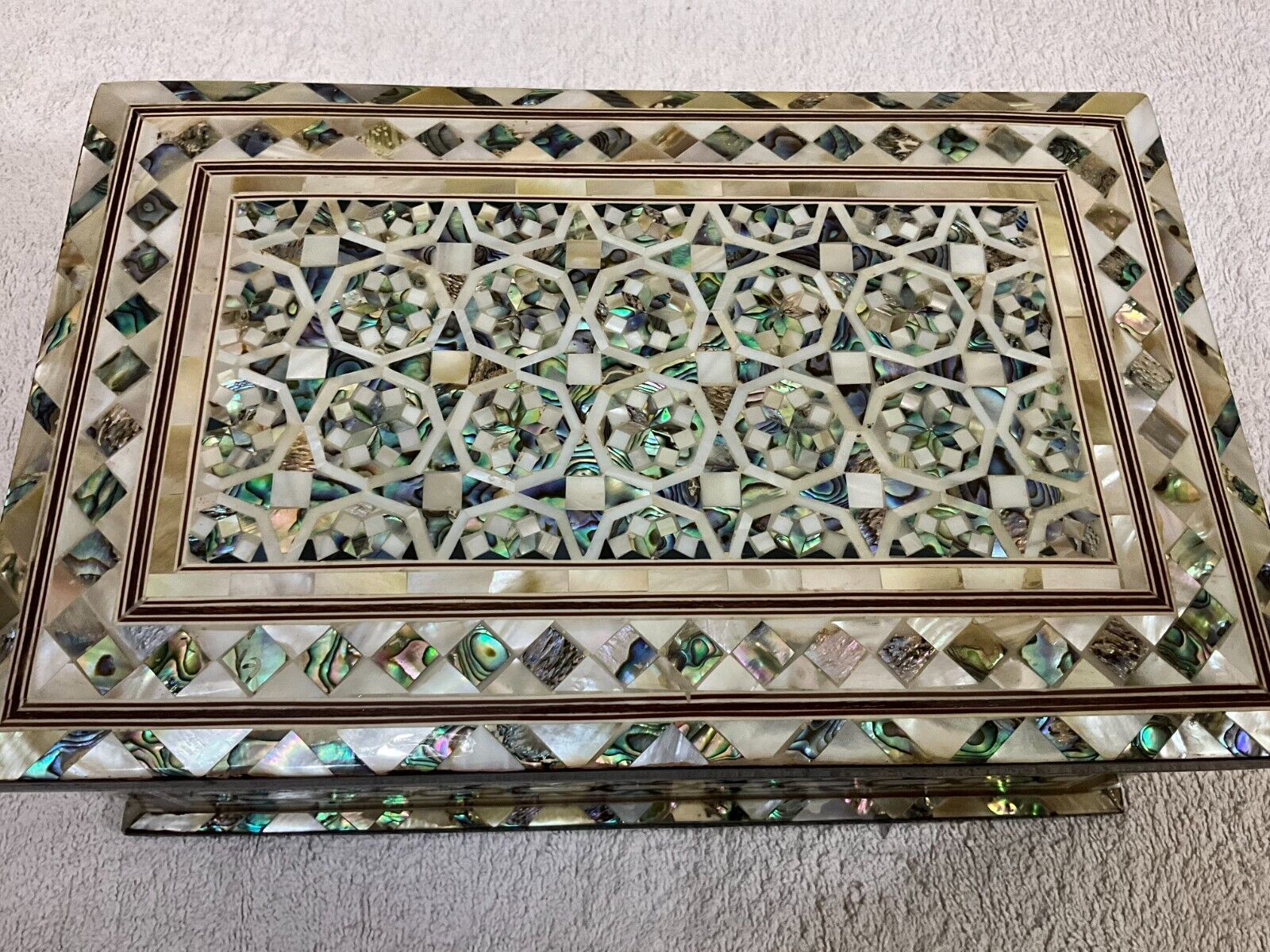 Handmade Wooden Jewelry Box Wood Trinket Storage Wood Box Mother of Pearl Inlay