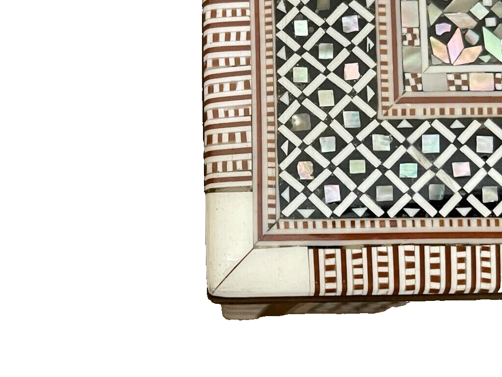 Handmade Wooden Jewelry Box Wood Trinket Storage Wood Box Mother of Pearl Inlay