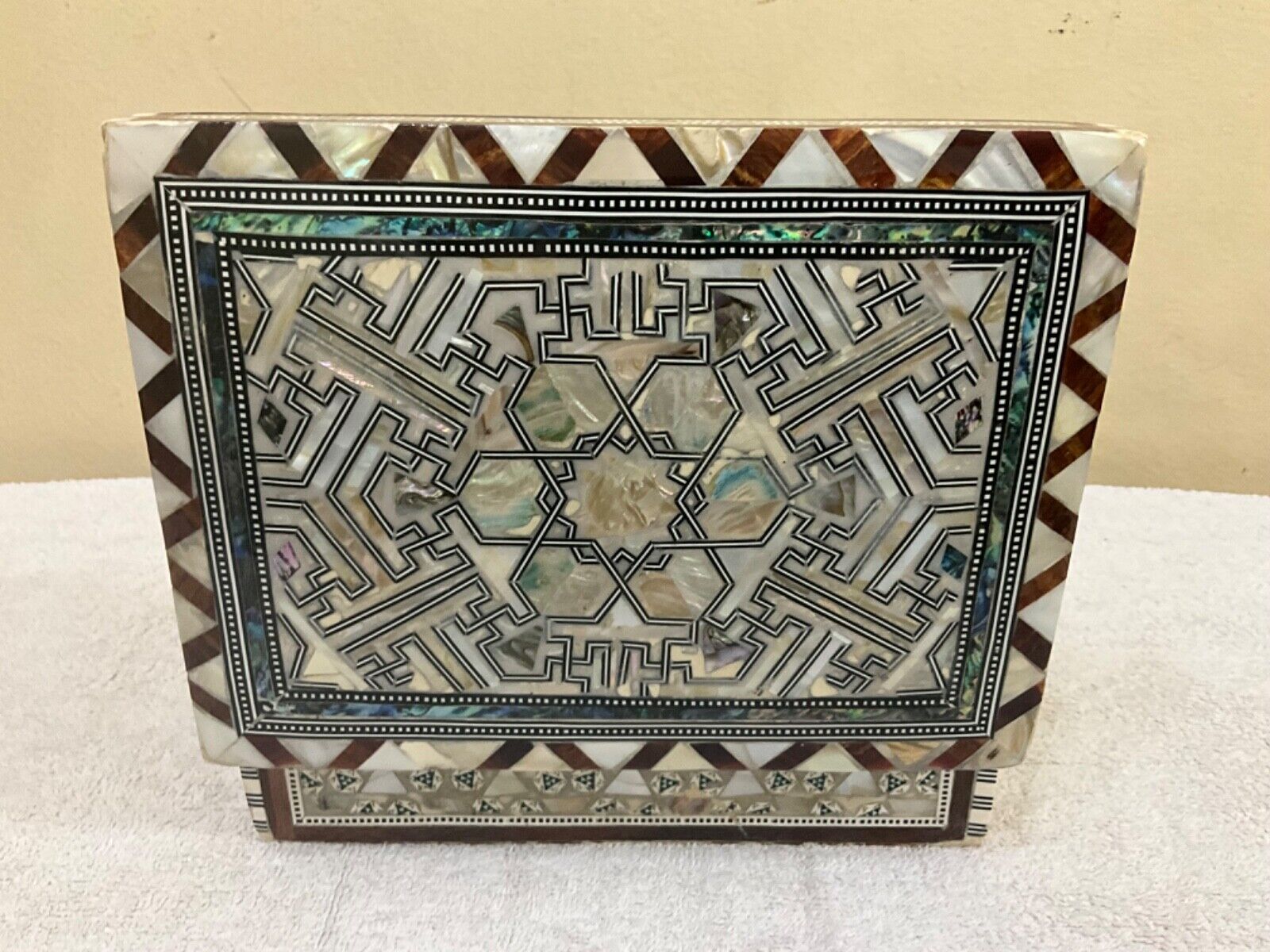 Handmade Wooden Jewelry Box Wood Trinket Storage Wood Box Mother of Pearl Inlay