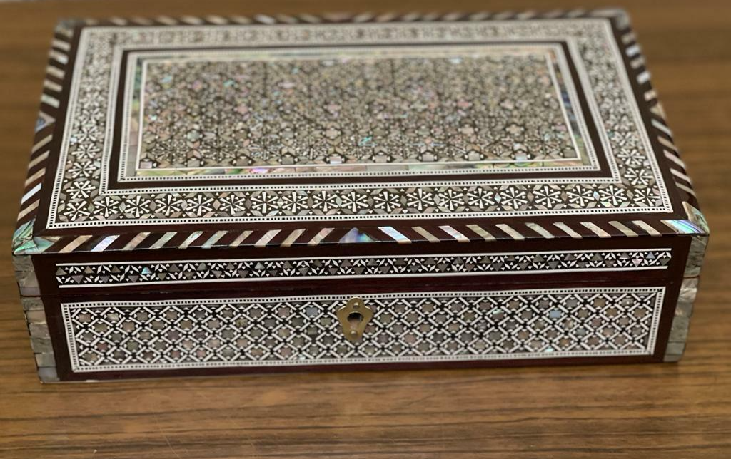 Handmade Wooden Jewelry Box Wood Trinket Storage Wood Box Mother of Pearl Inlay