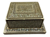 Handmade Antique Wood Cigarette Box Carved Mother Of Pearl Inlay (40 Cigarettes)