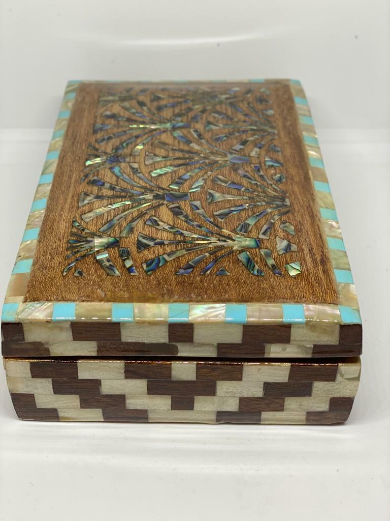 Handmade Wooden Jewelry Box Wood Trinket Storage Wood Box Mother of Pearl Inlay