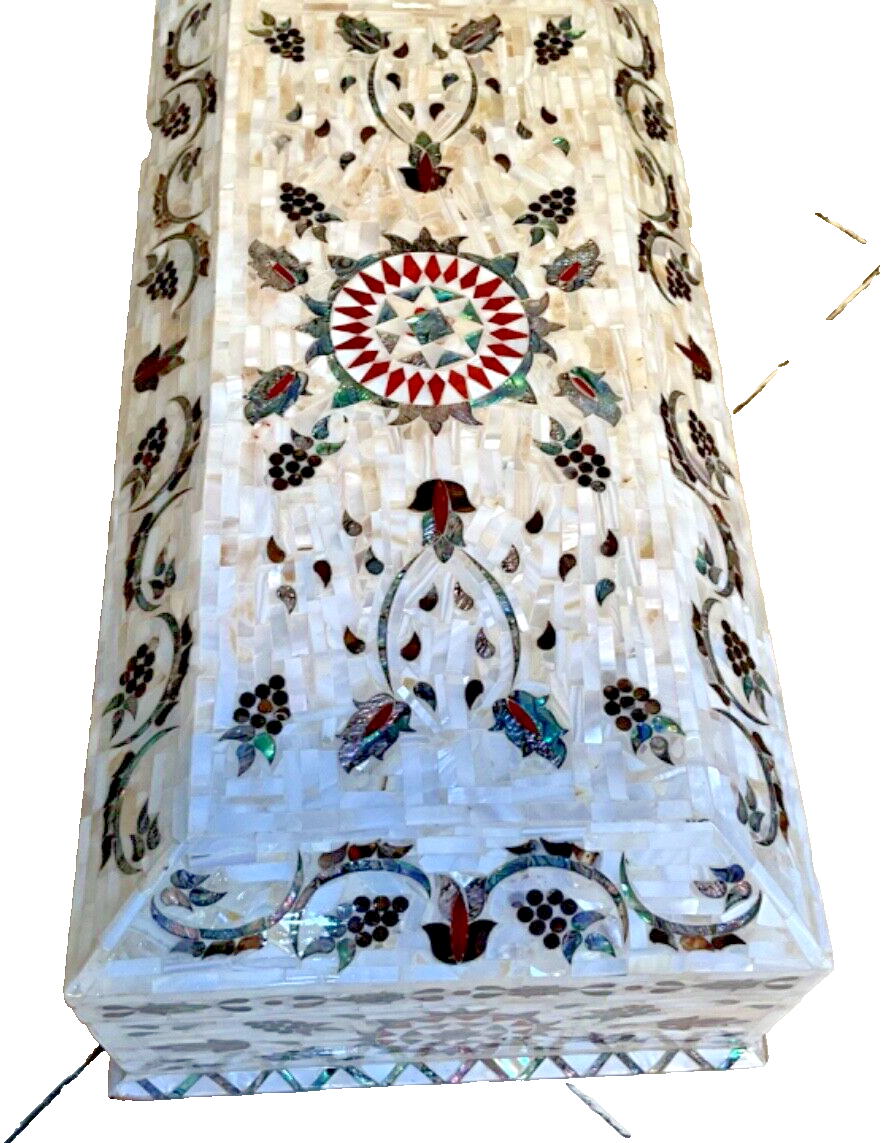 Handmade Wooden Jewelry Box Wood Trinket Storage Wood Box Mother of Pearl Inlay