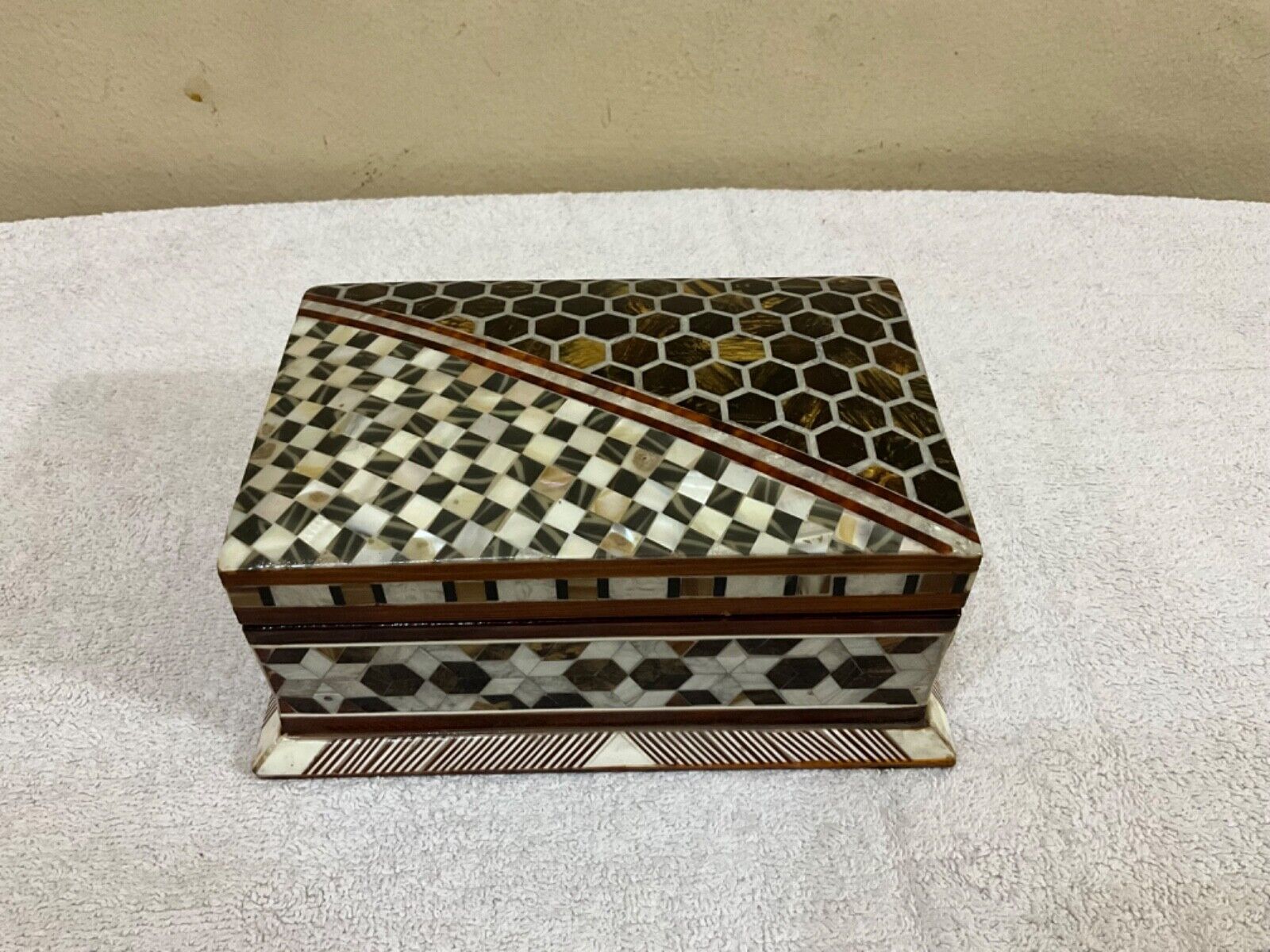 Handmade Wooden Jewelry Box Wood Trinket Storage Wood Box Mother of Pearl Inlay