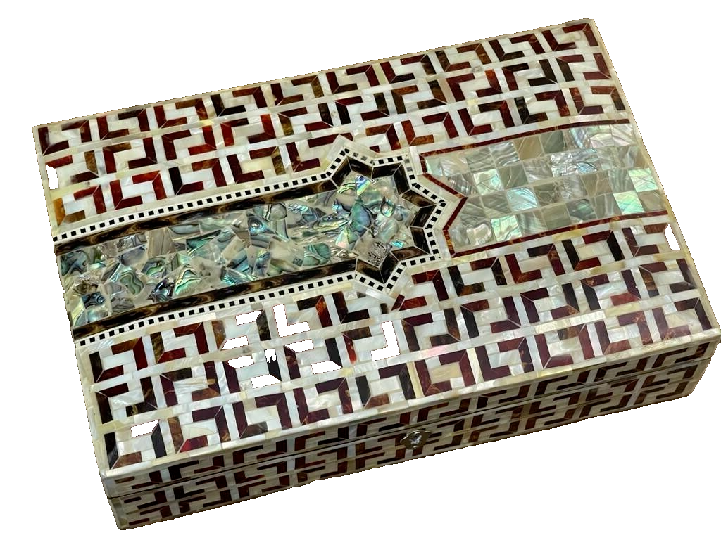 Handmade Wooden Jewelry Box Wood Trinket Storage Wood Box Mother of Pearl Inlay
