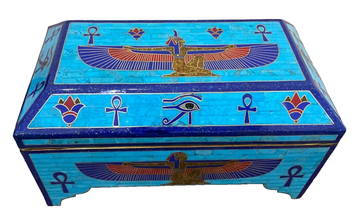 Handmade Antique, Wooden Jewelry Box, Gift Box, Wood Box, Lapis, Turquoise Inlay