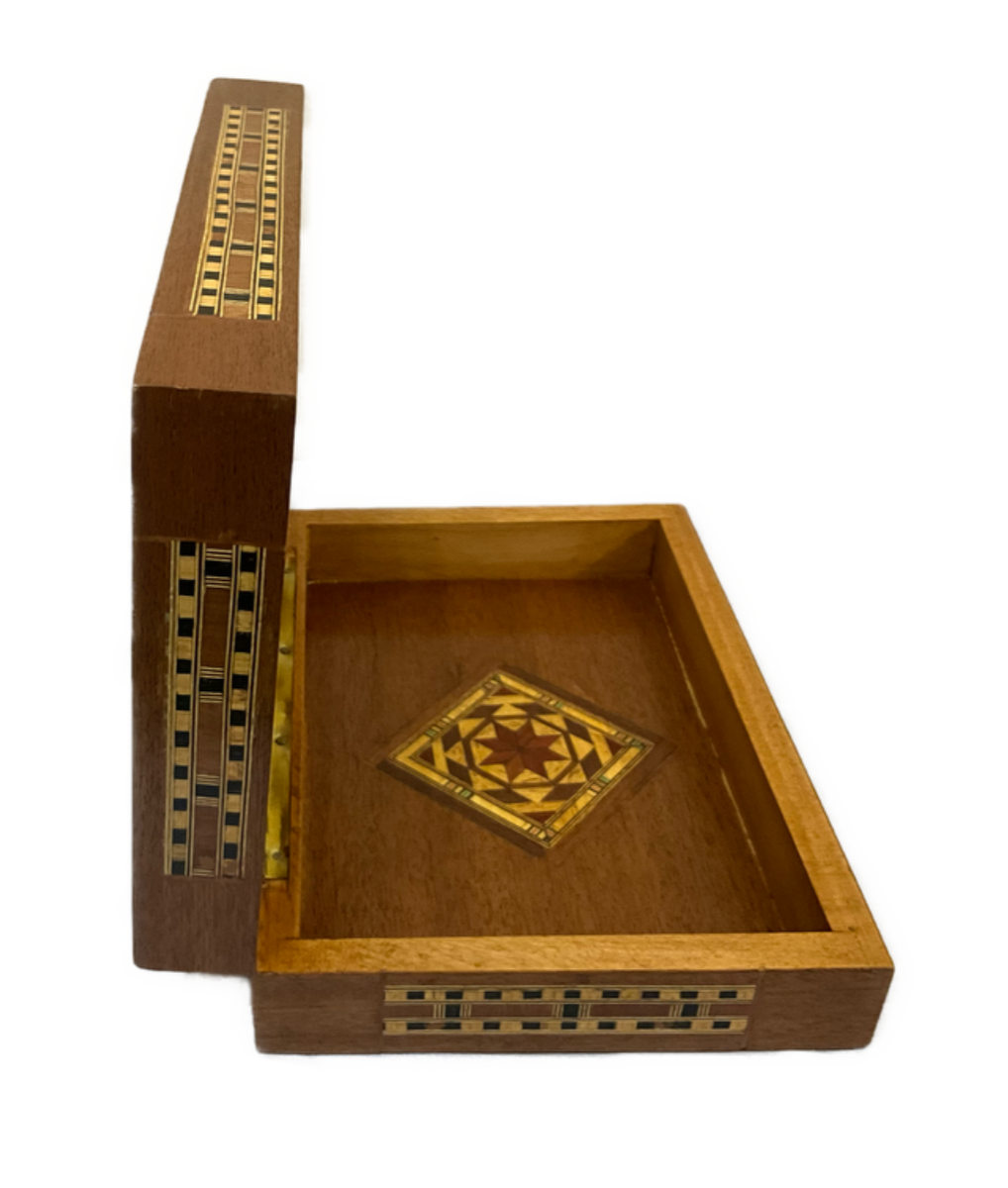 Handmade Wooden Jewelry Box Wood Trinket Storage Wood Box Marquetry Mosaic Inlay